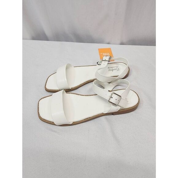 FUNKYMONKEY Women's 9 Faux Leather Flat Sandals Open Toes One Band Casual Ankle - Picture 4 of 7